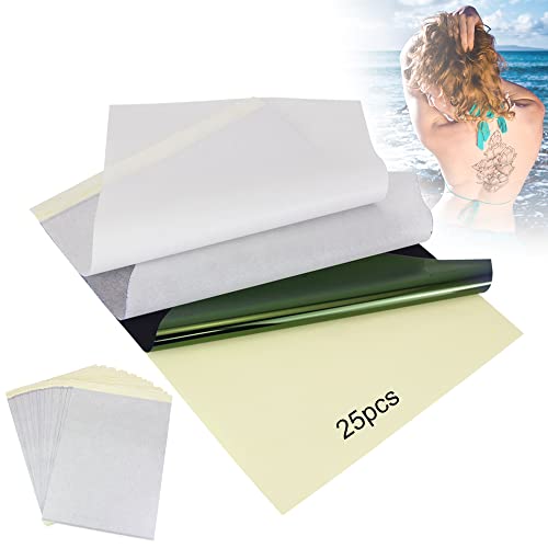 THATSRAD 25 PCS Papier Carbone Tatouage Manuel en PET Feuilles de Papier Carbone Tatouage Papier Carbone pour Transfert Tatouage Feuille de Carbone Tatouage pour Tatoueurs et Artistes, 30 * 20.7cm