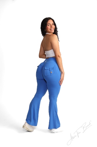 Blue Pocket Flare Leggings | Medium