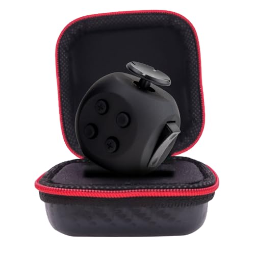 PILPOC theFube Fidget Cube - 6 Sided Fidget Toys for Adults and Kids - Fidget Cube Toy for Stress Relief & Focus - Audible/Silent Fidget Cube for Kids, with Carry Case (Black) - Black