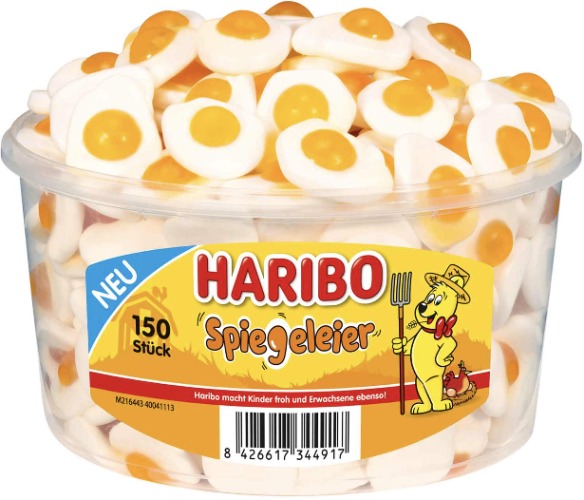 2 burkar a 150 Haribo stekta ägg fruktgummi med skumsocker (2 x 975 g)