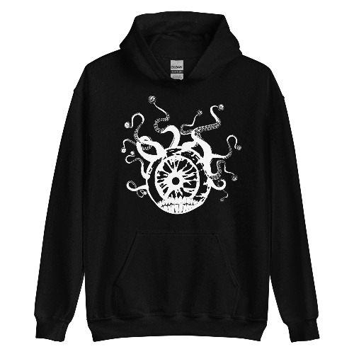 The Beholder in White Hoodie (Unisex) - Black / S