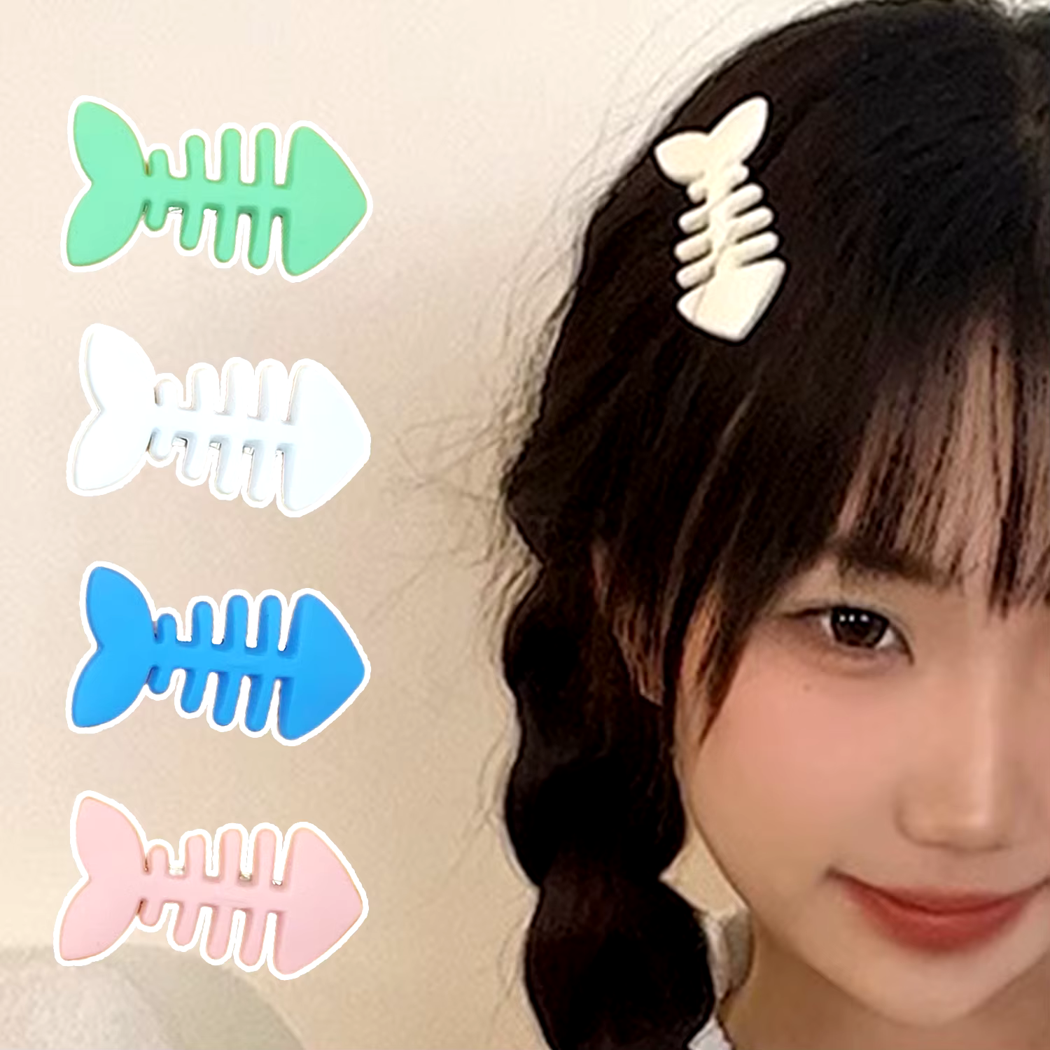 Fishbone Hair Clip (white)
