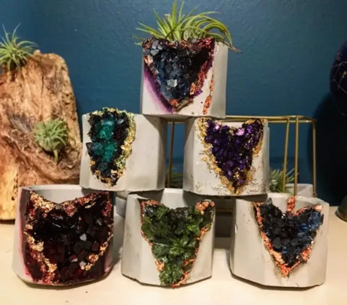 Crystal Inspired Planter Cement Geode Pot Air Plant Holder | Etsy