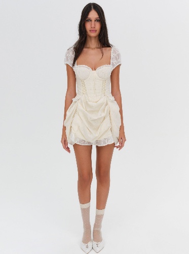 Morgan Mini Dress — Beige