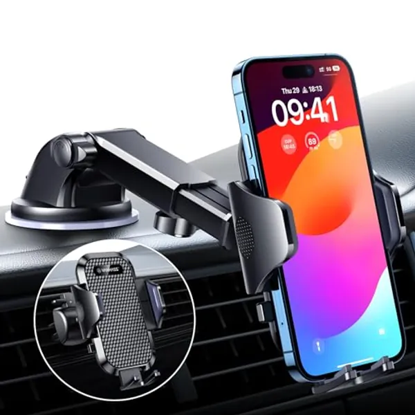 VANMASS BEST Car Phone Holder【65LBS Strongest & Safest Suction】 Upgraded Military-Grade Universal Mobile Van Mount Safety Certs Windscreen Dashboard Vent Cradle for iPhone 15 Pro Max 14 13 12 Samsung