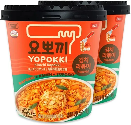 Amazon.com: Yopokki Kimchi Rabokki Cup I Ramen Noodle Tteokbokki Topokki Rice Cakes (Kimchi Flavored Sauce, 2 Cup) Korean Snack : Grocery & Gourmet Food