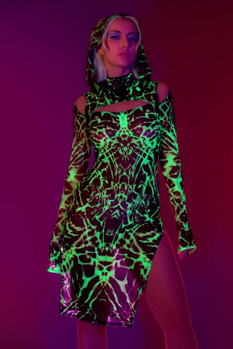 Distant Solace Mesh Hooded Dress | XL