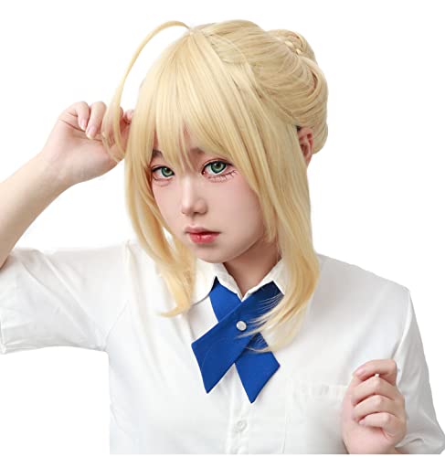 C-ZOFEK Arturia Golden Cosplay Wig with a Bun (Gold) - Gold
