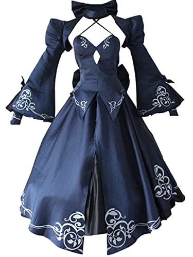 Anime Fate Stay Night Saber Alter Arturia Pendragon Cosplay Costume Women Lolita Dress - Medium Blue