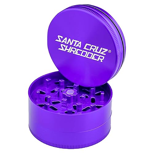 Santa Cruz Shredder Metal Herb Grinder Knurled Top for Stronger Grip 3-Piece Large 2.7" (Purple) - 2 3/4″ Diameter, Height : 1 3/4" - Purple