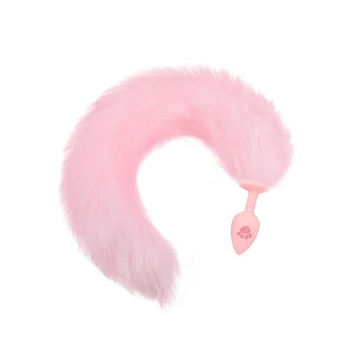 Anal Plug Fox Tail, 16 inch Pink Fluffy Tail Cat Claw Butt Plug Silicone Anal Sex Toy Cute Sexy Cosplay Erotic Role Play Game Anus Toy for Adults Female Women Men Couples - L