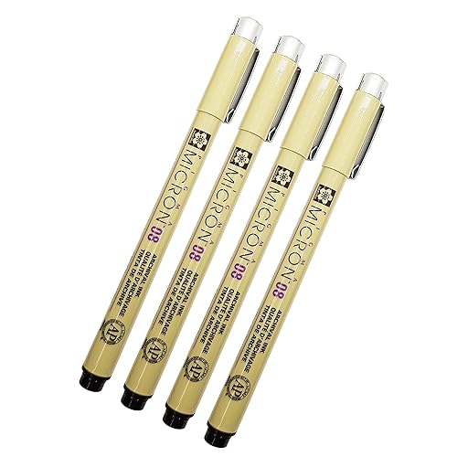 Sakura Pigma Micron 08 Black Pen 0.5mm Line Width Pack of 4 (08)
