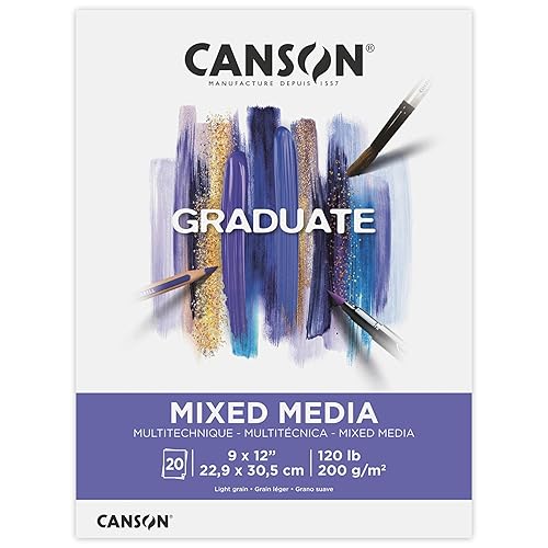 Canson Graduate Mixed Media Pad, Foldover, 9x12 inch, 20 Sheets | Artist Paper for Adults and Students - Watercolors, Mixed Media, Markers and Art Journaling - 9x12 inch - White Paper