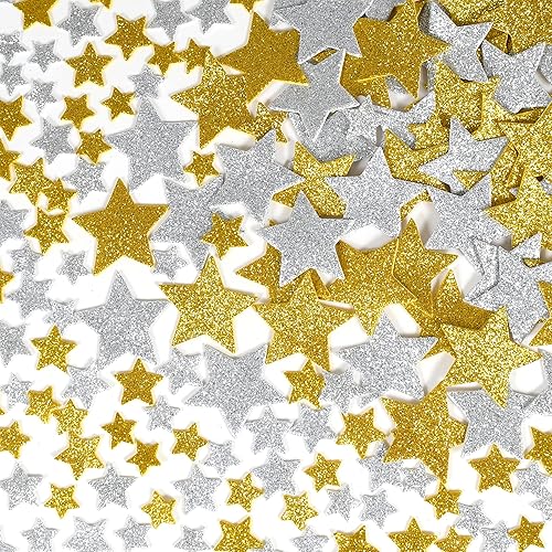 READY 2 LEARN Glitter Foam Stickers - Silver and Gold Stars - Pack of 168 - Self-Adhesive Stickers - Stickers for Scrapbooks and Cards