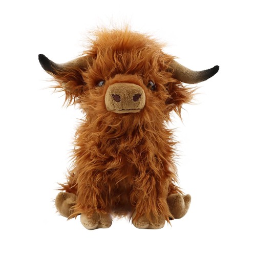Scottish Highland Cow Plush Stuffed Animal Plush Toys,Realistic Soft Stuffed Gift Dolls for Kids Boys Girls (Brown) - Brown