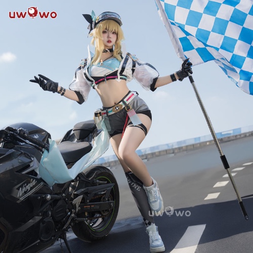 【In Stock】Uwowo Genshin Impact Fanart Racing Lumine Traveler Casual Outfit Cosplay Costume - 【In Stock】XL