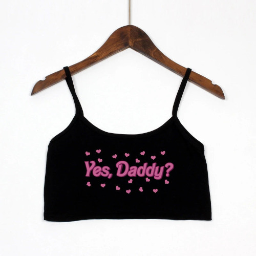 Yes Daddy Mini Crop Top | Black / M