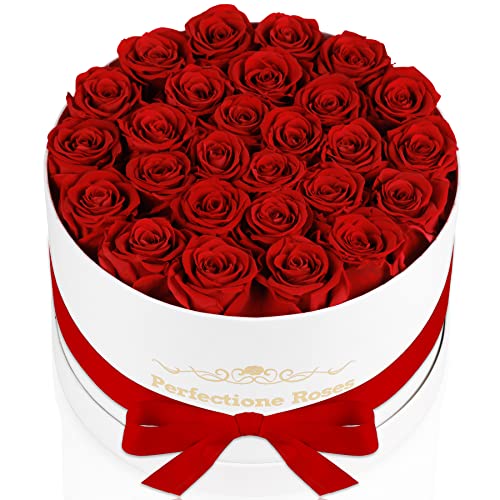 Perfectione Roses Forever Real Roses in a Box, Preserved Rose That Last Up to 3 Years, Flowers for Delivery Prime Birthday Valentines Day Gifts for Her, Mothers Day Flower (RED) - 27 Roses | Red