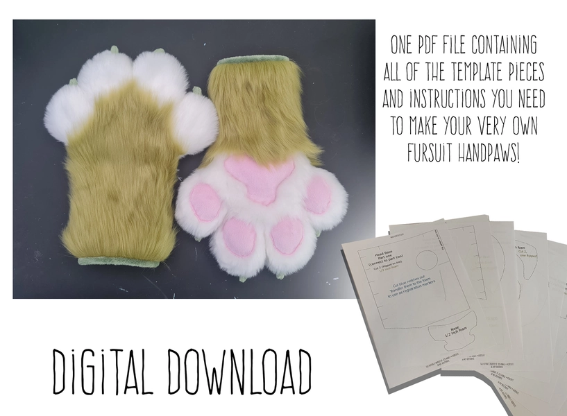 PDF TEMPLATE: Fursuit 4 Finger Paws! Digital Download
