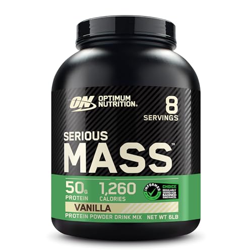 Optimum Nutrition Serious Mass Protein Powder High Calorie Mass Gainer with Vitamins, Creatine and Glutamine, Vanilla, 8 Servings, 2.73 kg, Packaging May Vary - Vanilla