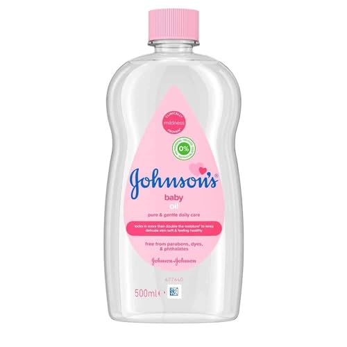 Johnson's Baby Oil (1 x 500 ml) Moisturising Baby Oil to Protect Delicate and Dry Skin, Hypoallergenic and pH-Balanced Baby Oil Ideal for Baby Massage and as Moisturiser for Dry Skin to Soften Hands and Body - 500 ml (Pack of 1)