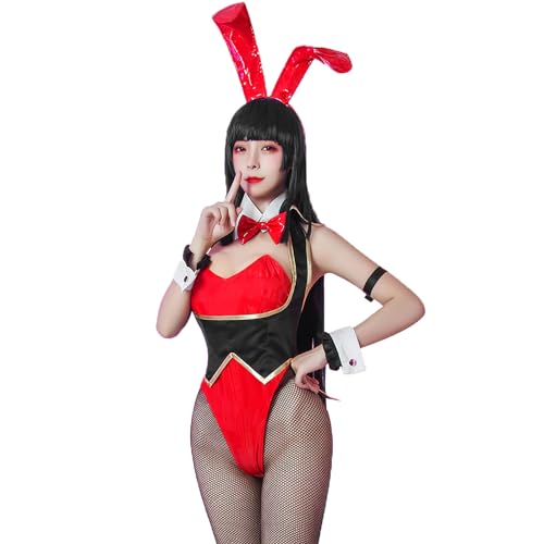 LTAKK Bunny Costume Women Bunny Suit Cosplay Anime Senpai Maid Outfit - Yumeko Red - Large