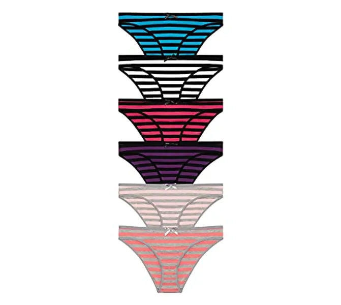 Nabtos Cotton women's panties Bikini Underwear Stripes women's panties (Pack of 6)