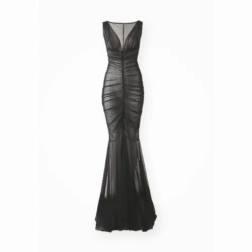 Norma Kamali TARA SHIRRED FRONT FISHTAIL GOWN