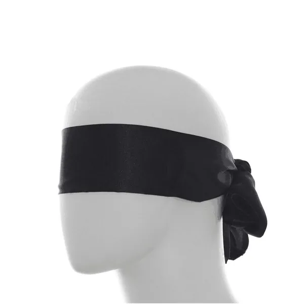 1PCS Black Lacquer Eyeshade Long Slim Ribbon Thin Blindfold Health Eyepatch Stage Prop Satin Cloth Eye Patch Tie Neck Scarf Band Blind Sleep Blinder - 
