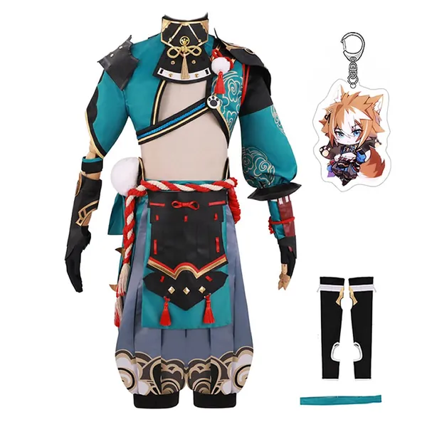 COSNOBLE Gorou Render Costume Genshin Impact Cosplay Outfit for Halloween( with Keychain) - Large Gorou Render Costume+keychain