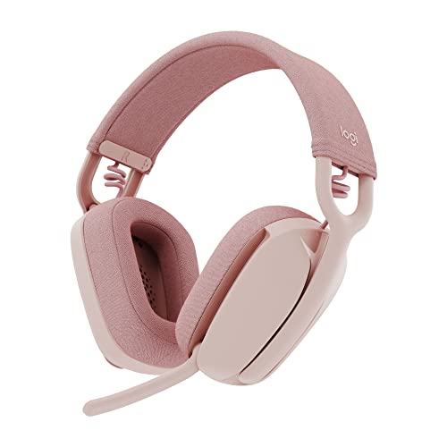Logitech Zone Vibe 100 Lightweight Wireless Over Ear Headphones with Noise Canceling Microphone, Advanced Multipoint Bluetooth Headset, Works with Teams, Google Meet, Zoom, Mac/PC - Rose - Rose