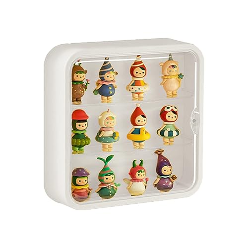 Clear Display Case for Figures,Wall-Mounted Doll Storage Box,Adjustable Display Stand Clear Acrylic Display Box with Door Dust and Moisture Proof Suitable for Lego Collectibles Action Figures Pop Mart - Transparent