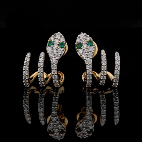 Viper Snake Earrings - White Gold 14k