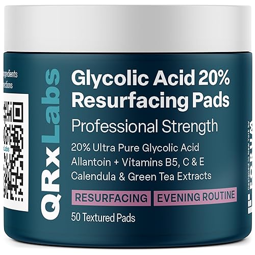 Glycolic Acid 20% Resurfacing Pads for Face & Body with Vitamins B5, C & E, Green Tea, Calendula, Allantoin - Exfoliates Surface Skin and Reduces Appearance of Fine Lines and Wrinkles - Peel Pads - 20% Glycolic Acid