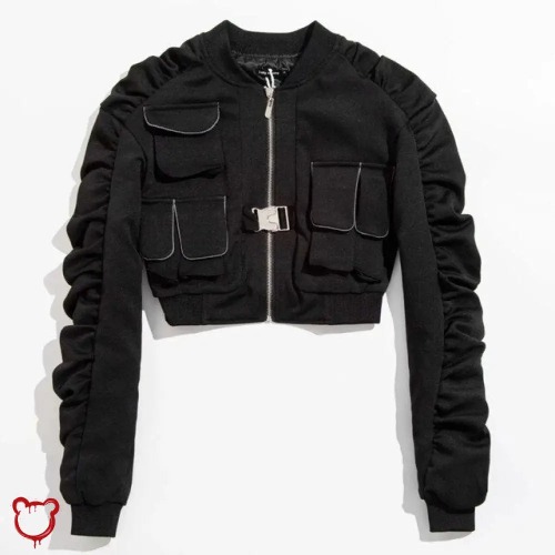 Gothic Grunge Cropped Jacket - Black / L