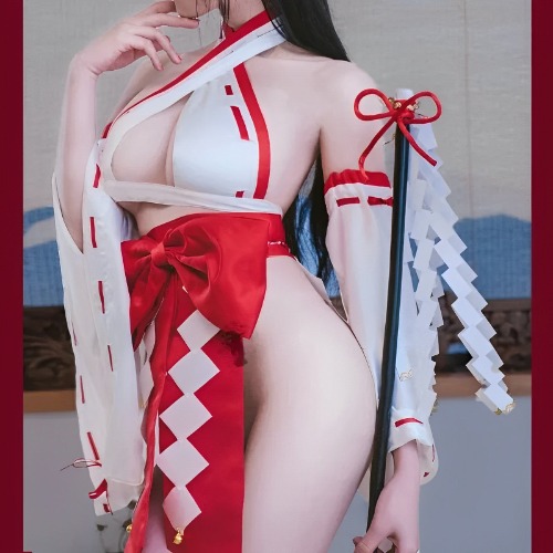 Soul Snatch | "Maiden's Sweet-Scented Shrine" Miko Costume - Red and White / Suit + Socks