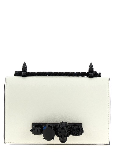 Mini Jewelled Satchel Shoulder Bags White/Black - OS