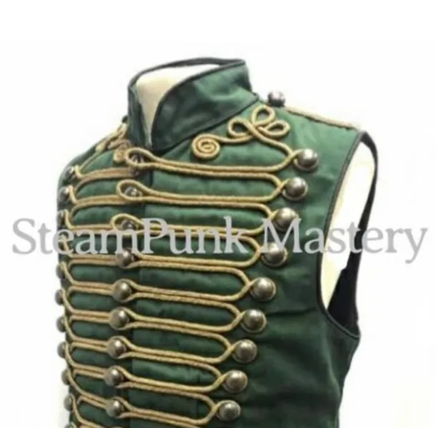 Hussar Waistcoat (Green with Gold Braiding)