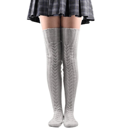 Extra Long Thigh-High Warm Socks for Winter | 41.3 in (105 cm) / Winter Socks - Light Gray
