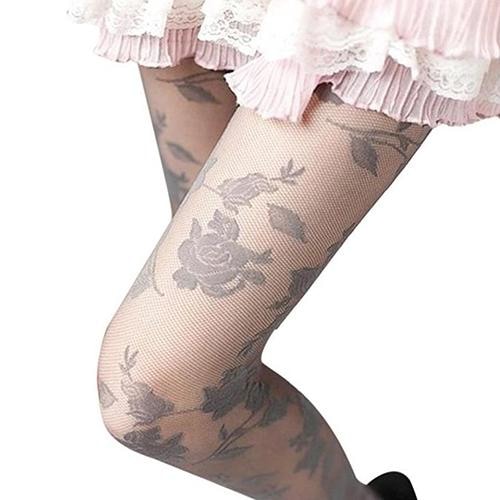 Floral Garden Tights - Gray