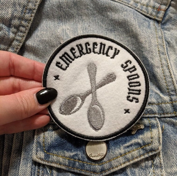 Emergency Spoons Iron On Patch | Embroidered Patch | Embroidered Applique | Chronic Illness | Invisible Illness Awareness | Spoonie |