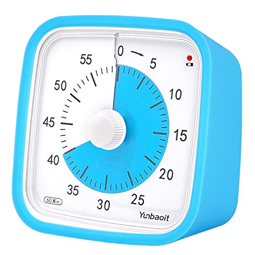 Yunbaoit Upgraded Visual Timer with Protective Case 60 Minute Countdown Timer for Kids with Low Power Indicator Light Clock Time Management Tool (Blue Blue) - Blue Blue