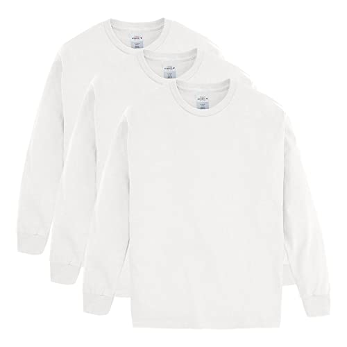 Hanes Boys ComfortSoft Long-Sleeve T-Shirt Pack, Cotton Tees for Boys, 3-Pack - X-Small - White