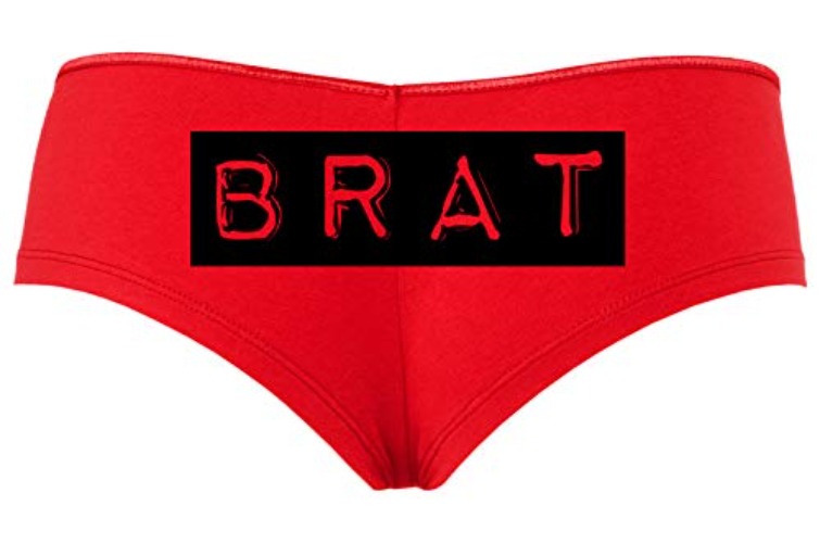 Knaughty Knickers BRAT daddys little slut DDLG CGLG sexy Red boyshort underwear - Small - Black
