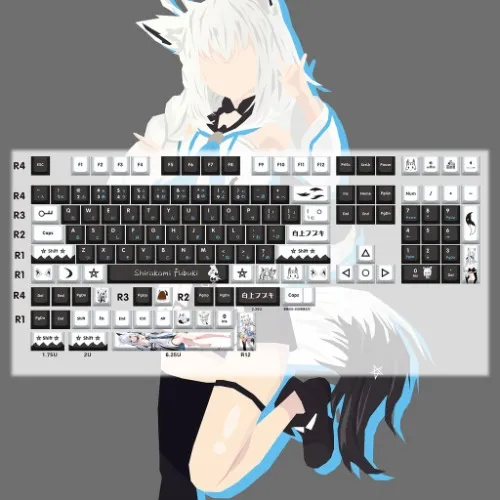 Shirakami Fubuki Keycaps Cherry Profile PBT