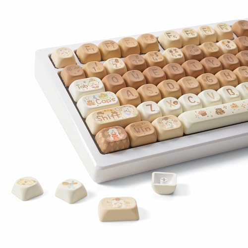 Womier PBT Keycaps - Keycaps 75 Percent, MOA Keycaps Dye-Sublimation, Custom Keyboard Keycaps Set for 61/64/68/84/87/100/104/108 Cherry MX Mechanical Keyboard, Cream Color - Cream Color