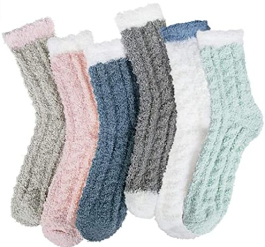 Loritta Fuzzy Socks for Women, Warm Soft Fluffy Socks Winter Cozy Cute Animal Slipper Socks Gifts - A2-solid Socks 01