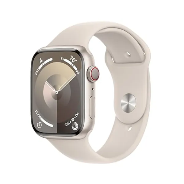 Apple Watch Series 9 [GPS + Cellular 45mm] Smartwatch with Starlight Aluminum Case with Starlight Sport Band M/L. Fitness Tracker, ECG Apps, Always-On Retina Display