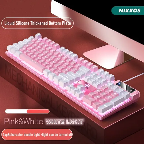 NIXXOS LED Backlit Gaming Mechanical Keyboard with Built-in Stand