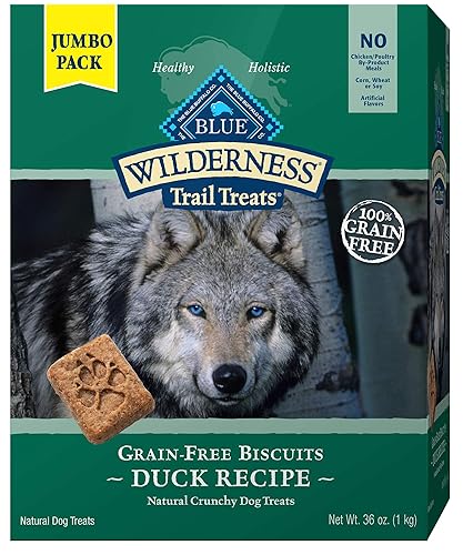 Blue Buffalo Wilderness Trail Treats High Protein Grain Free Dog Biscuits Crunchy Dog Treats, Duck Recipe, 36-oz Box - Duck - 2.25 Pound (Pack of 1)